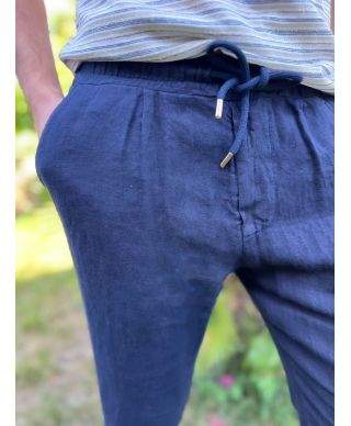 Pantaloni uomo in lino con coulisse - Key Jey