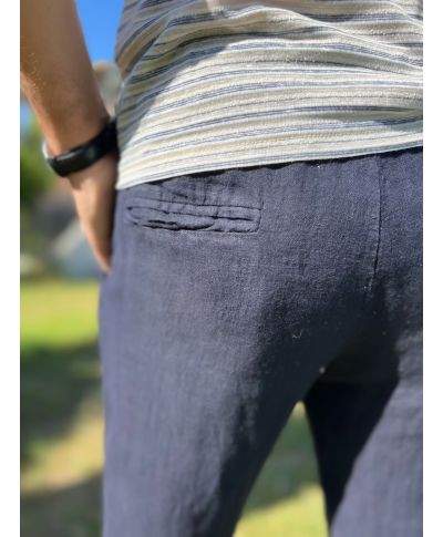 Pantaloni uomo in lino con coulisse - Key Jey - Pantaloni estivi uomo - Gogolfun.it
