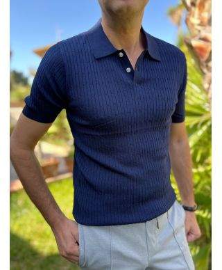 Polo blu in maglia vestibilità comfort