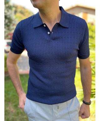 Polo blu in maglia vestibilità comfort - Polo e tshirt uomo online - Gogolfun.it