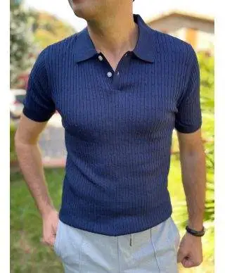Polo blu in maglia vestibilità comfort - Polo e tshirt uomo online - Gogolfun.it