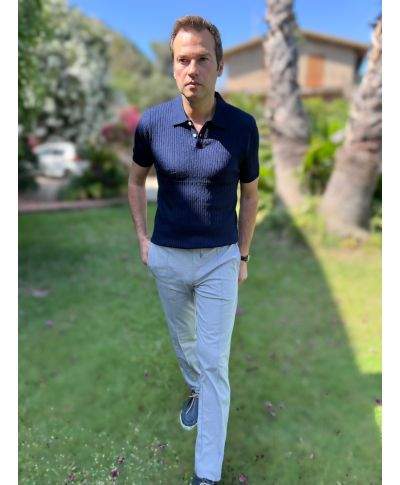 Polo blu in maglia vestibilità comfort - Polo e tshirt uomo online - Gogolfun.it