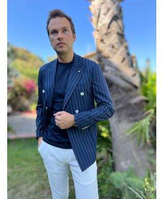 Giacca doppio petto blu gessata - Paul Miranda - Giacche uomo sportive, eleganti - Gogolfun.it