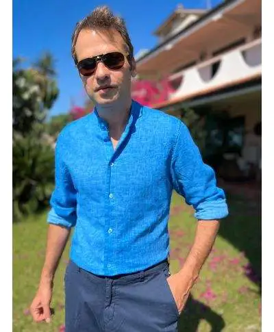 Camicia uomo 100% lino collo coreano - Tyse
