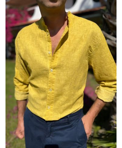 Camicia uomo 100% lino collo coreano - Tyse