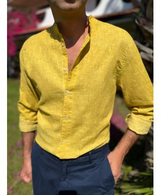 Camicia uomo 100% lino collo coreano - Tyse