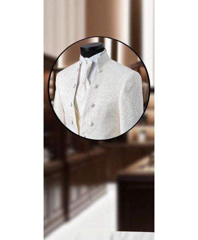 Abito uomo cerimonia, Bianco - Vestito Sposo, coreano Damascato - Disponibile Bianco e nero,