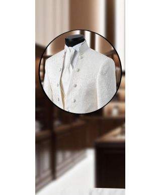 Abito uomo cerimonia, Bianco - Vestito Sposo, coreano Damascato - Disponibile Bianco e nero,