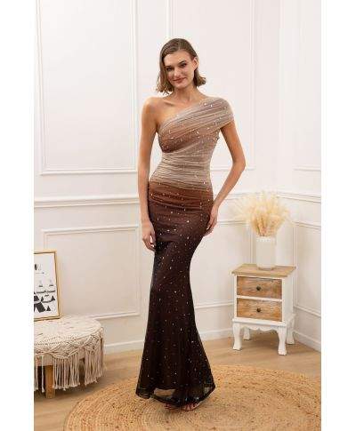 Vestito lungo elegante monospalla - Juno - Vestiti eleganti online - Gogolfun.it