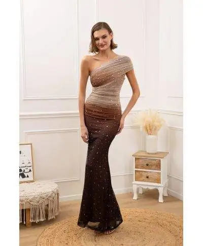 Vestito lungo elegante monospalla - Juno - Vestiti eleganti online - Gogolfun.it