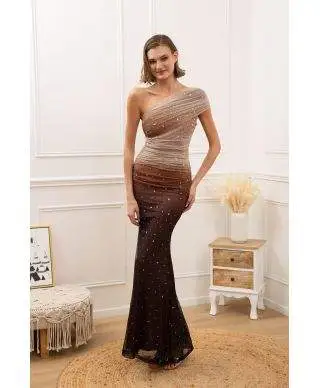 Vestito lungo elegante monospalla - Juno - Vestiti eleganti online - Gogolfun.it