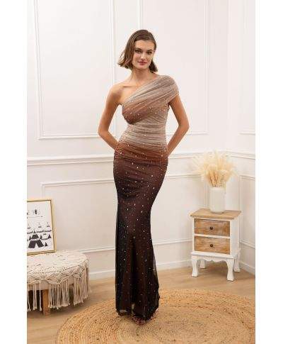 Vestito lungo elegante monospalla - Juno - Vestiti eleganti online - Gogolfun.it
