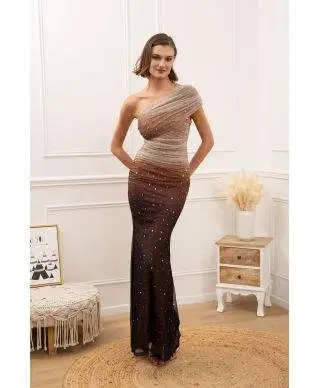 Vestito lungo elegante monospalla - Juno - Vestiti eleganti online - Gogolfun.it