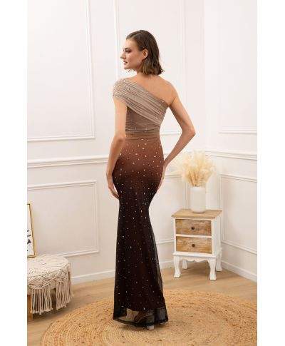 Vestito lungo elegante monospalla - Juno - Vestiti eleganti online - Gogolfun.it