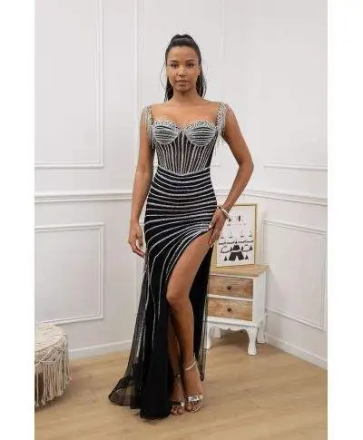 Abito elegante a sirena con spacco - Cherry - Abiti da matrimonio, diciottesimo, invitata - Gogolfun.it