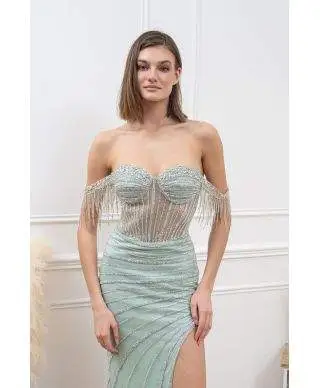 Abito elegante a sirena con spacco - Cherry