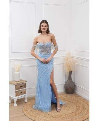 Abito elegante a sirena con spacco - Cherry - Abiti da matrimonio, diciottesimo, invitata - Gogolfun.it