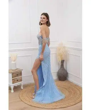 Abito elegante a sirena con spacco - Cherry