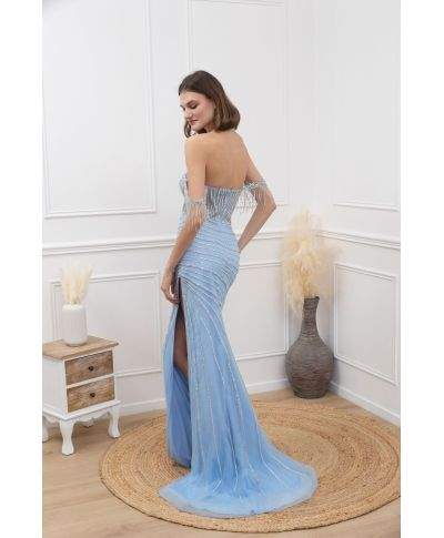 Abito elegante a sirena con spacco - Cherry - Abiti da matrimonio, diciottesimo, invitata - Gogolfun.it