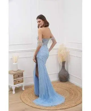 Abito elegante a sirena con spacco - Cherry