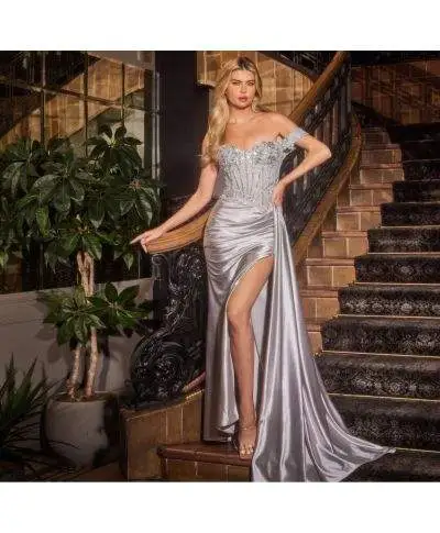 Vestito da cerimonia con corpetto gioiello e spacco - Cerimonia donna online - Gogolfun.it