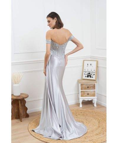 Vestito da cerimonia con corpetto gioiello e spacco - Cerimonia donna online - Gogolfun.it