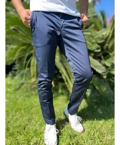 Pantaloni chinos blu con tasche america - Paul Miranda - Pantaloni Uomo leggeri - Gogolfun.it