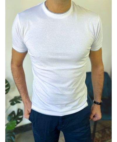 T-shirt bianca con profili grigi - Paul Miranda - Abbigliamento uomo online - Gogolfun.it