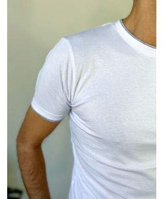 T-shirt bianca con profili grigi - Paul Miranda - Abbigliamento uomo online - Gogolfun.it