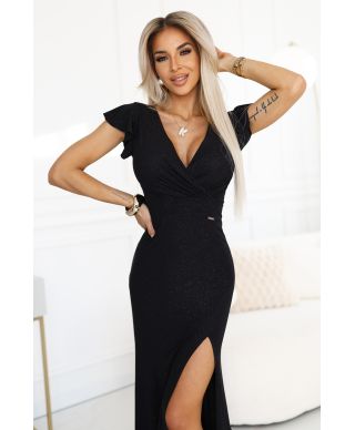 Abito nero lungo con spacco - Irina - Vestiti eleganti economici - Gogolfun.it