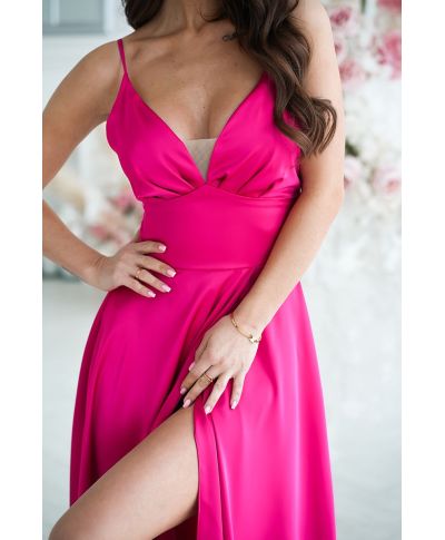 Vestito da cerimonia - In raso - Fuxia - Abiti da cerimonia gogolfun.it