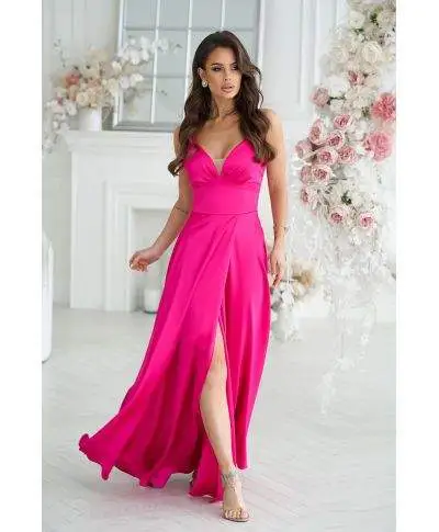 Vestito da cerimonia - In raso - Fuxia - Abiti da cerimonia gogolfun.it