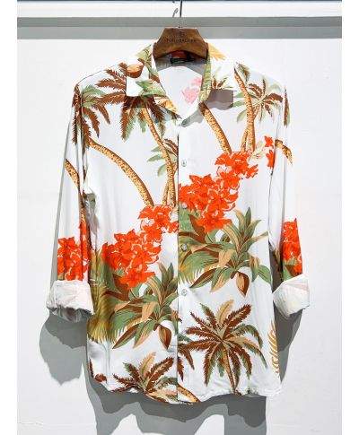 Camicia hawaiana in viscosa - Camicia estiva uomo, manica lunga Tod