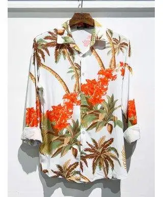 Camicia hawaiana in viscosa - Camicia estiva uomo, manica lunga Tod