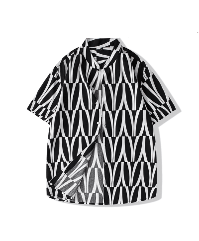 Camicia viscosa mezza manica - Collo Coreano - Tessuto elegante