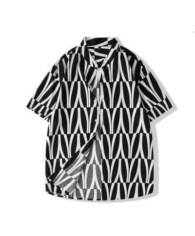 Camicia viscosa mezza manica - Collo Coreano - Tessuto elegante