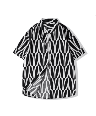Camicia viscosa mezza manica - Collo Coreano - Tessuto elegante