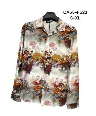 Camicia uomo collo italiano in viscosa con stampa angeli