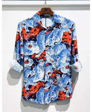 Camicia uomo in viscosa collo Italiano - Manica Lunga Dragon