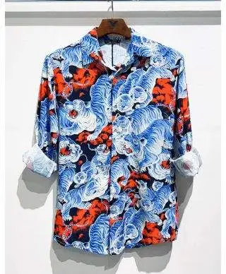 Camicia uomo in viscosa collo Italiano - Manica Lunga Dragon