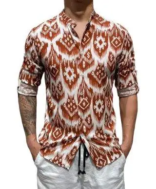Camicia uomo fantasia, estiva - Manica lunga - Coreana