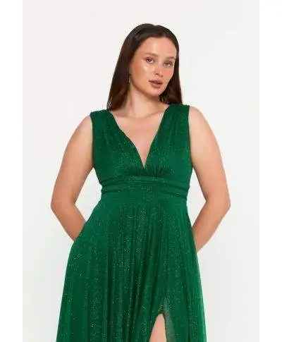 Vestito elegante da cerimonia - Verde - Con spacco