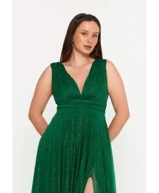 Vestito elegante da cerimonia - Verde - Con spacco