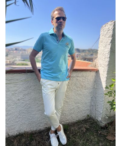 Polo uomo in cotone stretch con dettagli sartoriali – Disponibile in vari colori