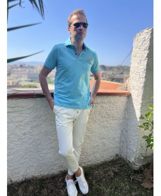 Polo uomo in cotone stretch con dettagli sartoriali – Disponibile in vari colori