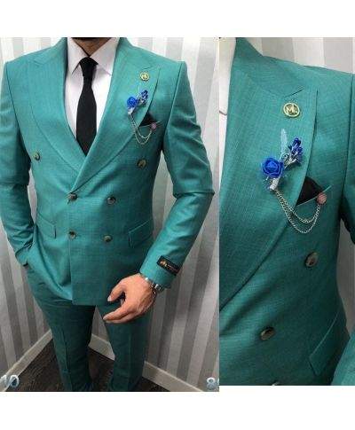 Abito uomo doppiopetto, verde estivo - Vestibilità slim