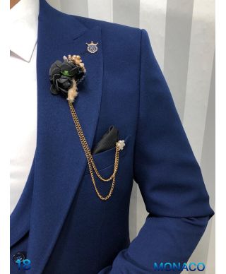 Abito  uomo blu, con gilet - Abito 4 stagioni elasticizzato - Modello Paran