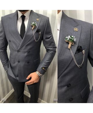 Abito uomo grigio, doppiopetto Joel - Abito doppiopetto Estivo