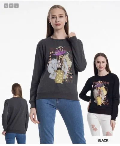 Felpa con stampa - Maglioni donna