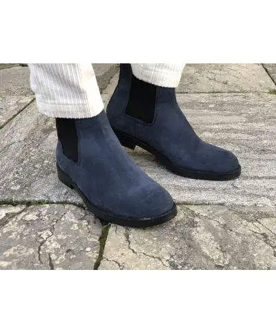Stivaletto uomo, blu - Vera pelle - Made in Italy